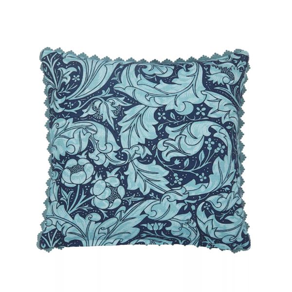 Strawberry Thief Bolster Cushion - Sage Indigo